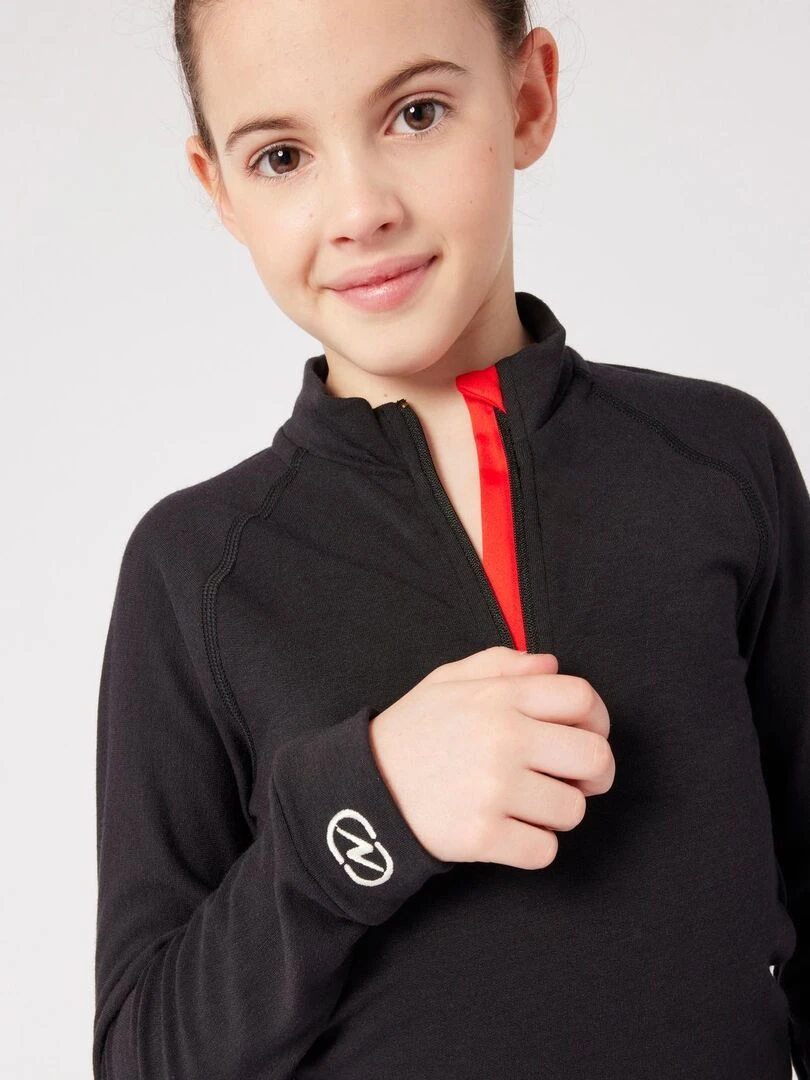 T shirt col zippé Comfort Thermolactyl 4 enfant DamartSport Noir