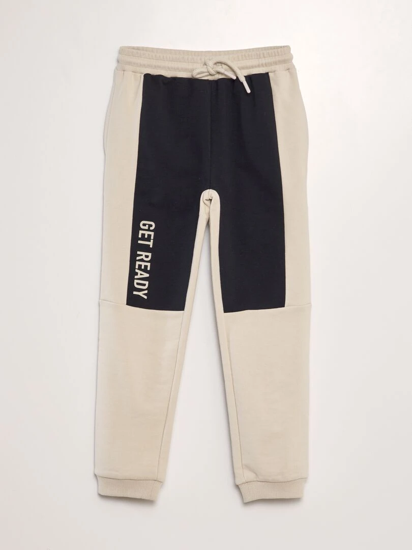 Pantalon de jogging en molleton Beige/noir