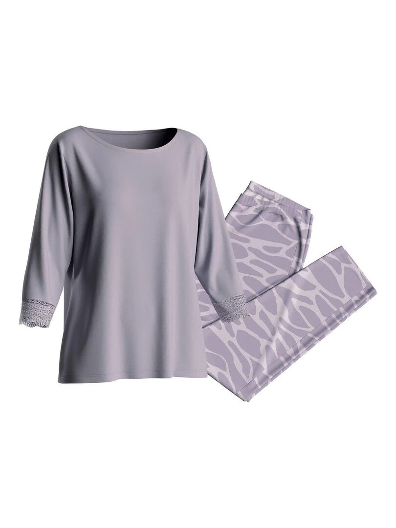 Ensemble pyjama 2 pièces Benita au motif d'écume Monochrome   Gris