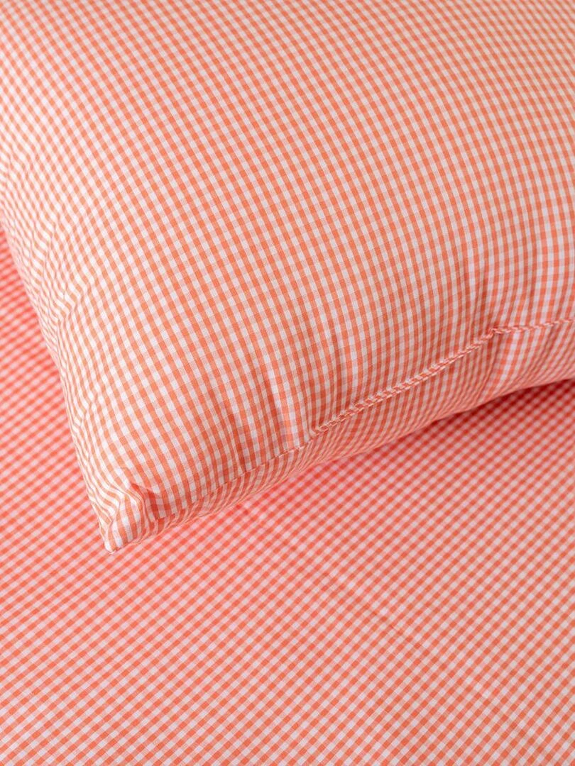 Coussin Rectangle En Coton Bio Vichy   Orange