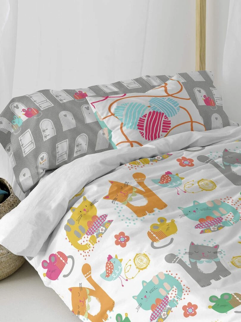 Housse de coussin Cat & mouse "Happyfriday"   Blanc