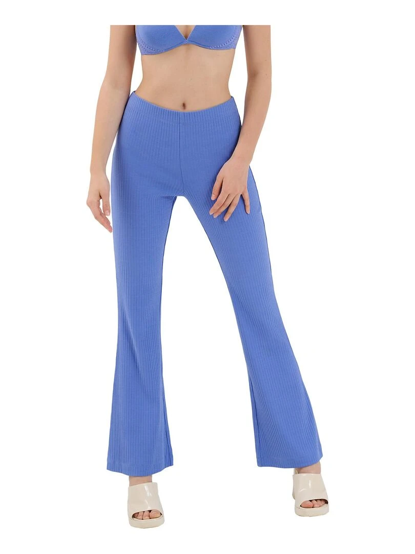 Bas pyjama pantalon évasé Lucky Bleu