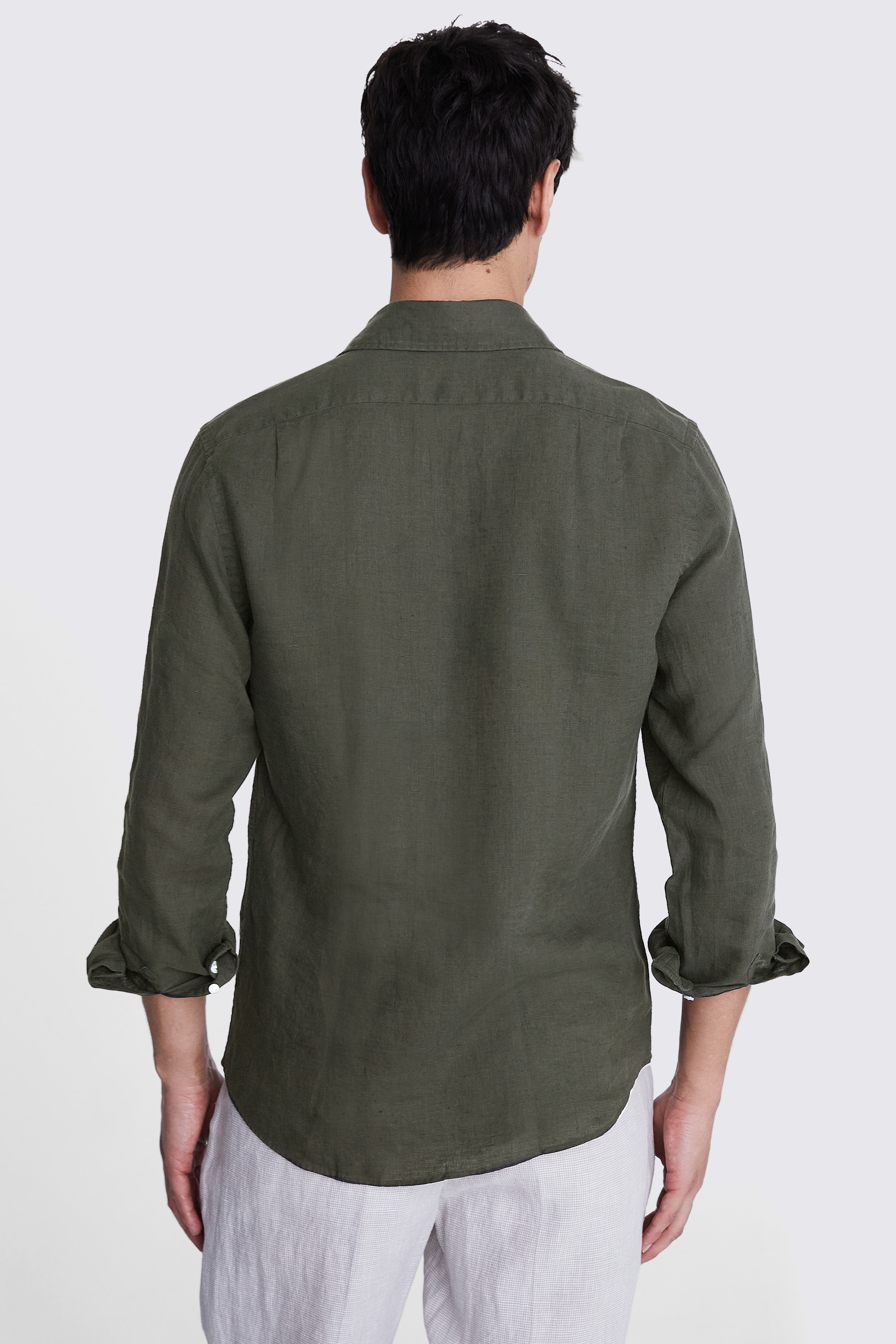Tailored Fit Khaki Linen Shirt   Buy Online at Moss