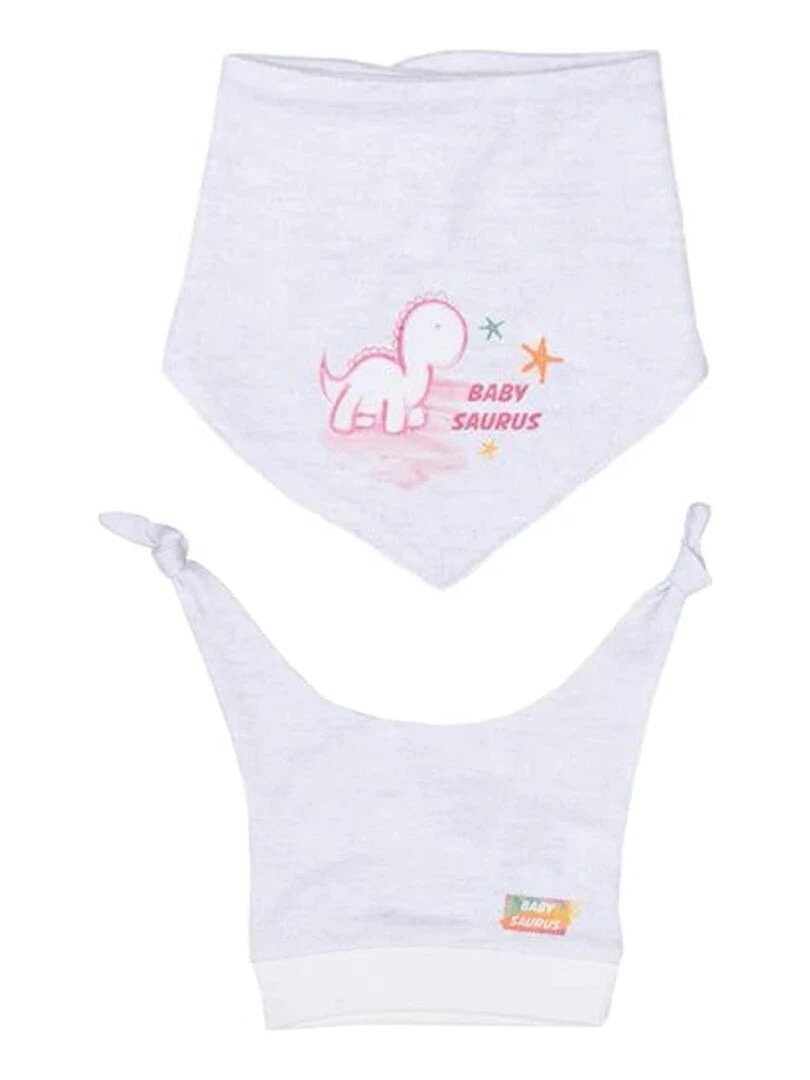 Pyjama bébé avec bandana et bonnet   BABYSAURUS   Rose