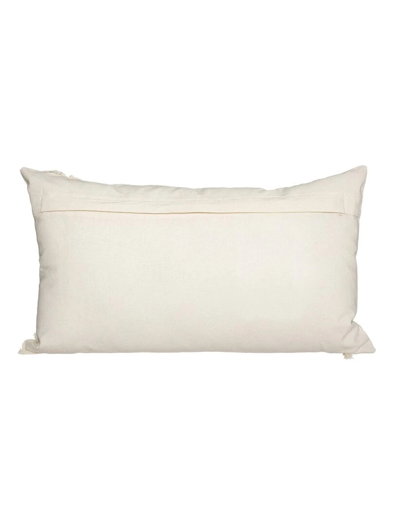 Coussin en coton et macramé Beige coquille