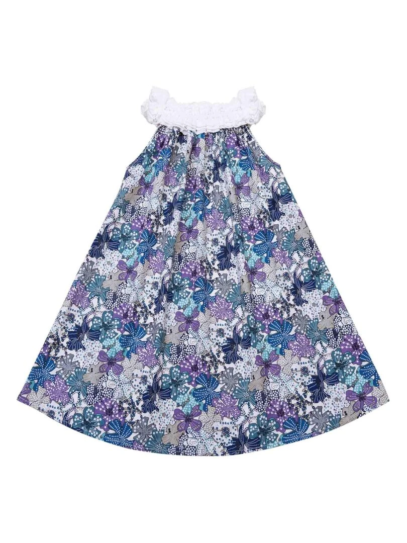Robe Été Fleurie Liberty Bleu Lilas Fille  MANON   'LA FAUTE A VOLTAIRE'   Bleu Violet clair Bleu