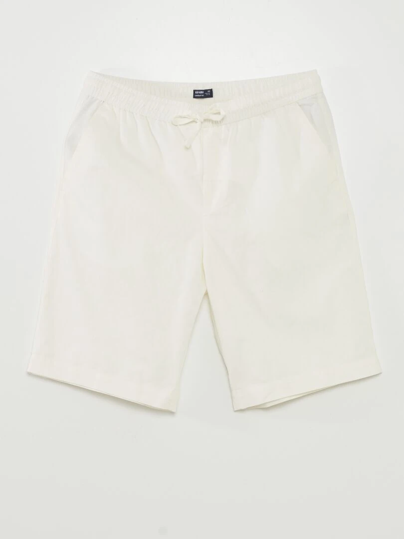 Bermuda chino large avec lin blanc
