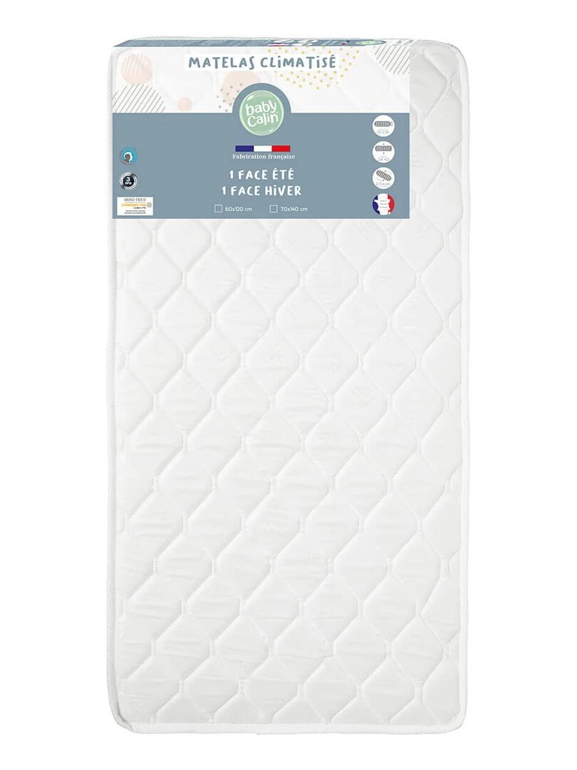 Matelas bébé Climatisé Ete / Hiver   60x120 cm   Blanc