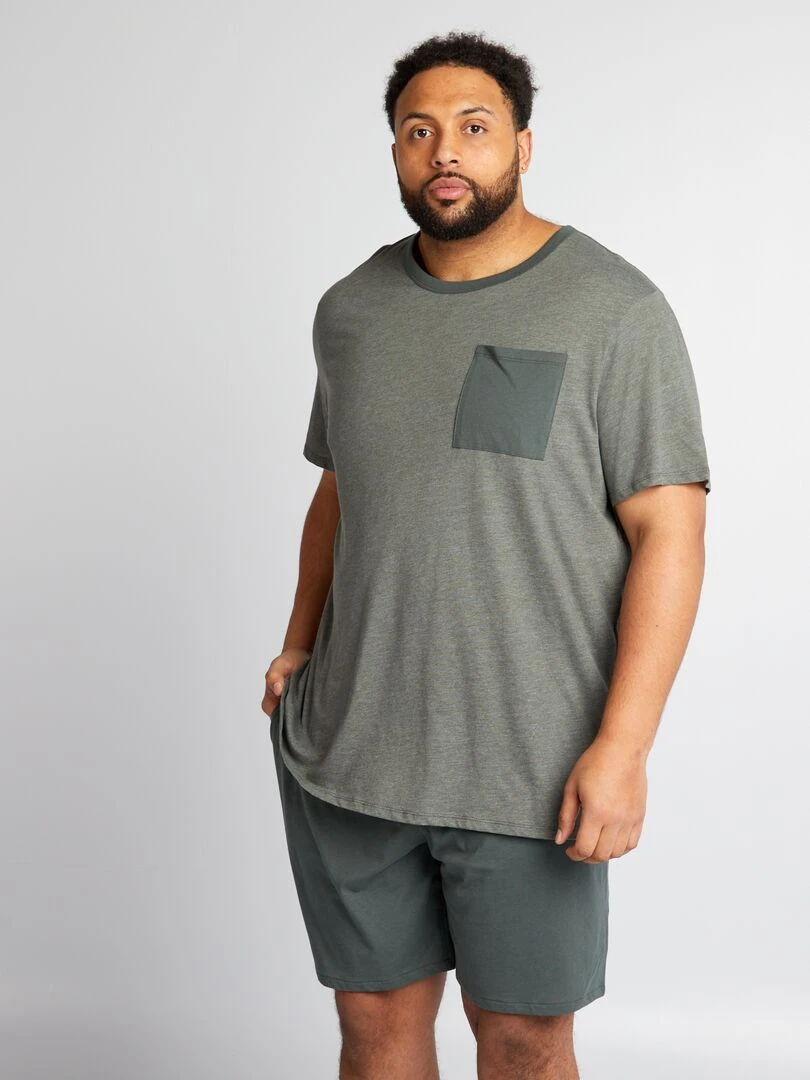 Ensemble pyjama court t shirt + short 2 pièces Kaki
