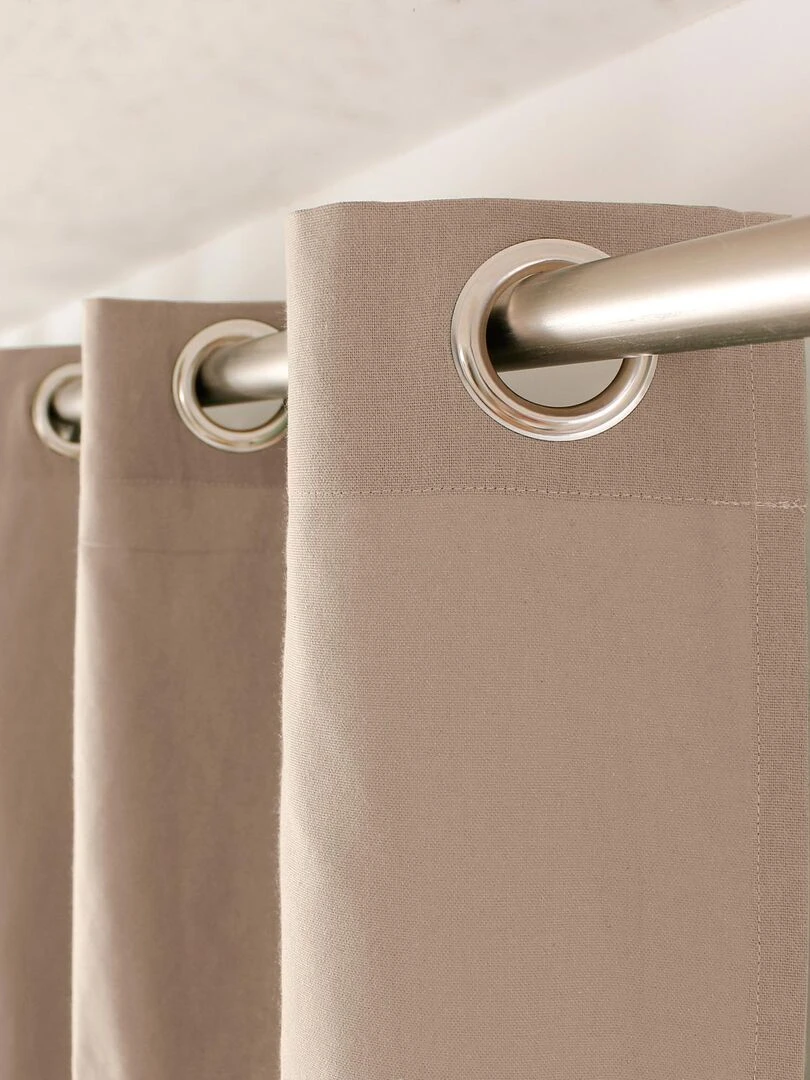 Rideau coloré en pur coton 8 œillets Beige