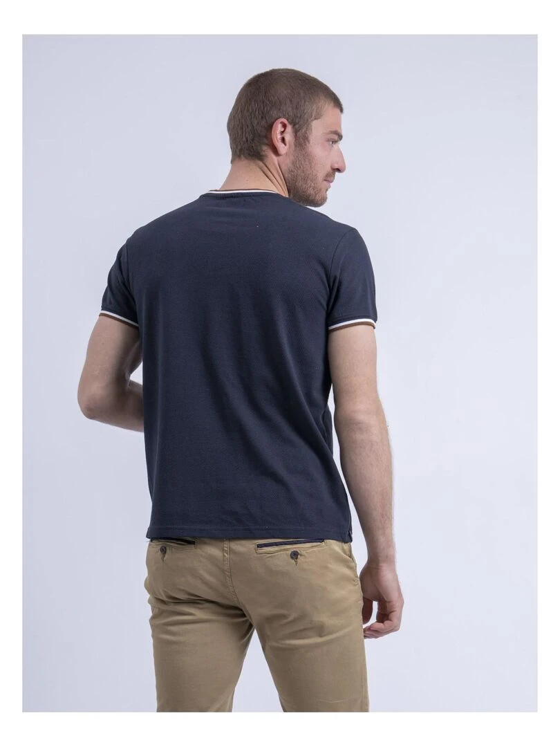 T shirt col rond pur coton NILOTIN Bleu marine