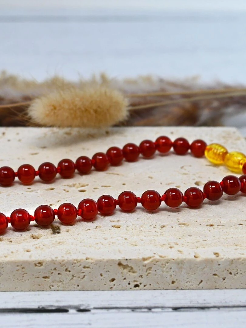 Collier Bébé   Pierres naturelles : Cornaline   Rouge