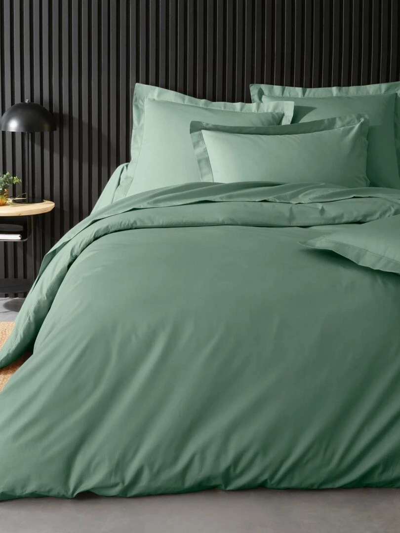 Housse de couette en percale de coton uni Vert olive