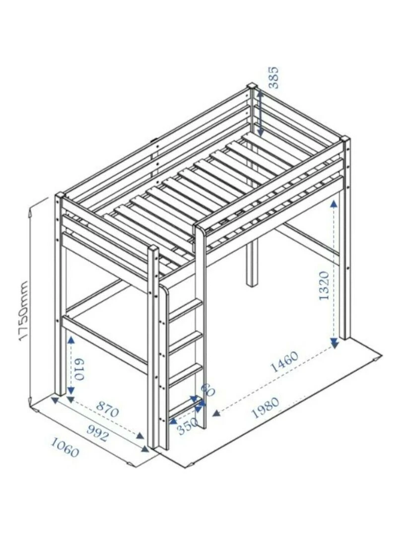 Lit mezzanine Aaron   AKITEN RETAIL   Blanc Blanc