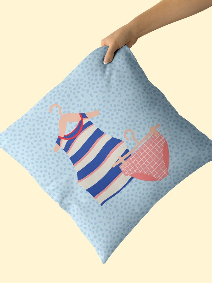 Housse de coussin décoratif Hole sock "Happyfriday" Blanc