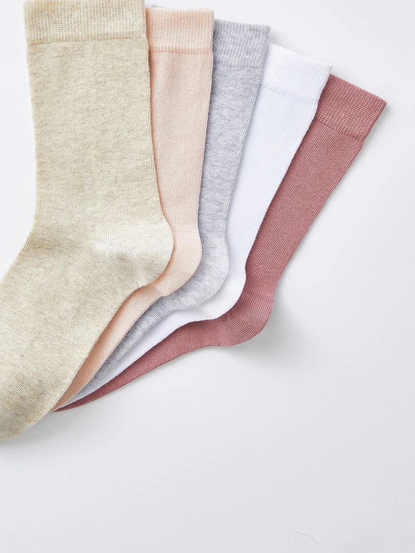 Lot de 5 paires de chaussettes  maille jersey    Damart   Rose