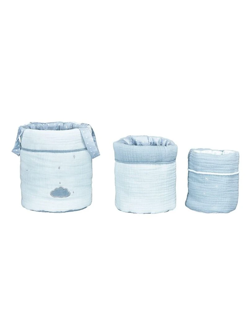 Lot de 3 paniers de rangement en coton SAUTHON Bleu
