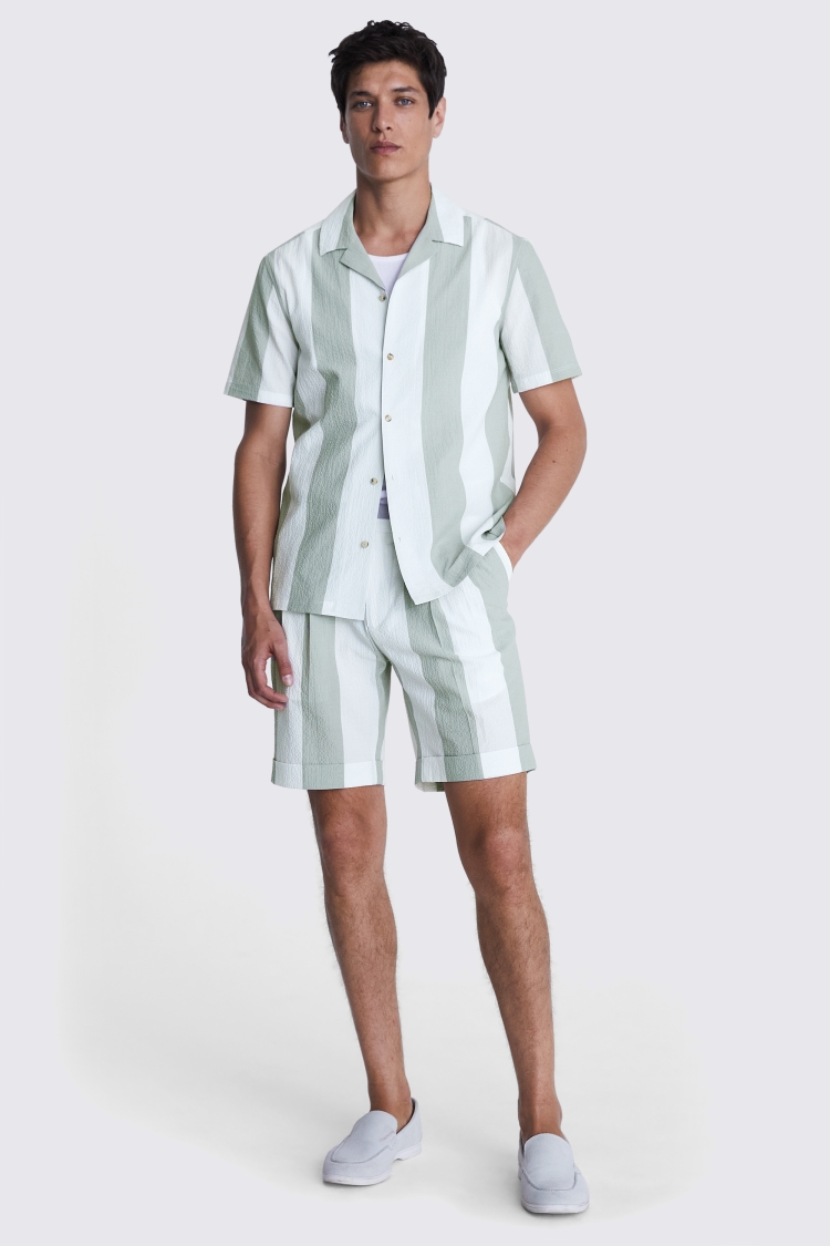 Sage Striped Seersucker Shirt Buy Online at Moss