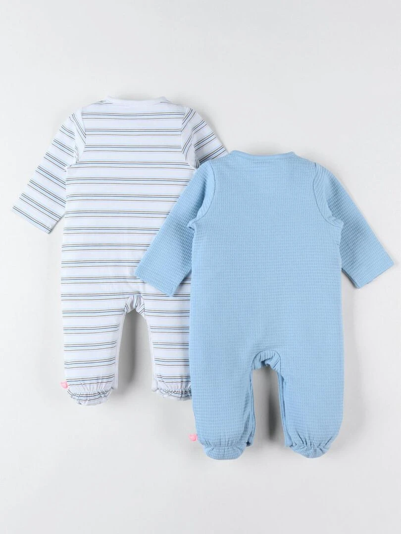 Set de 2 pyjamas 1 pièce  bleu/écru   Noukie's   Bleu