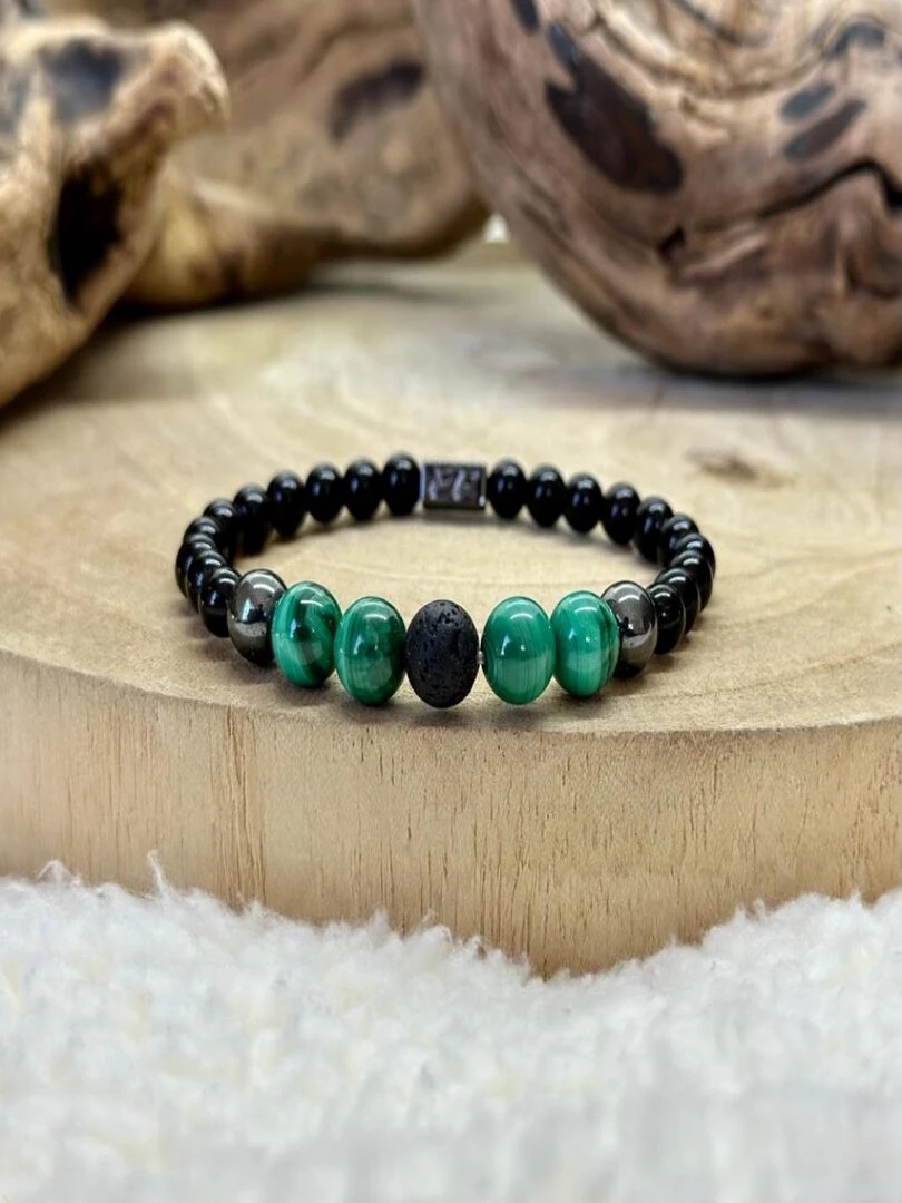 Bracelet harmonie en malachite Vert