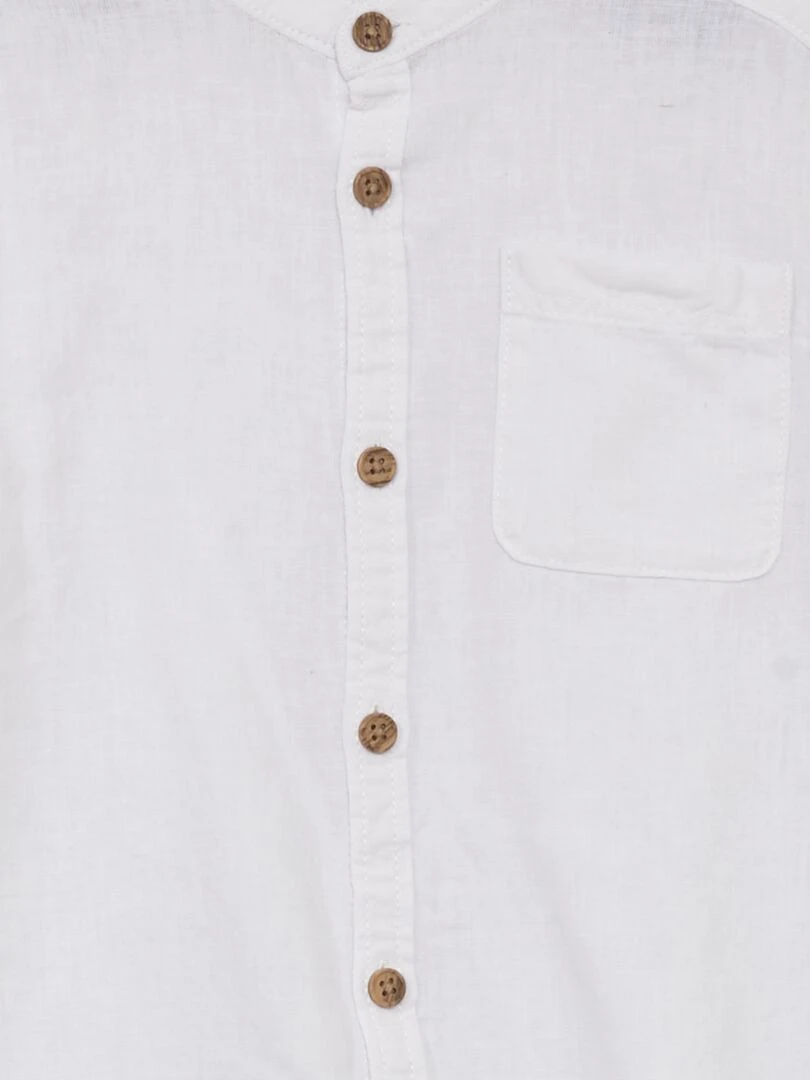 Chemise en lin col mao   blanc