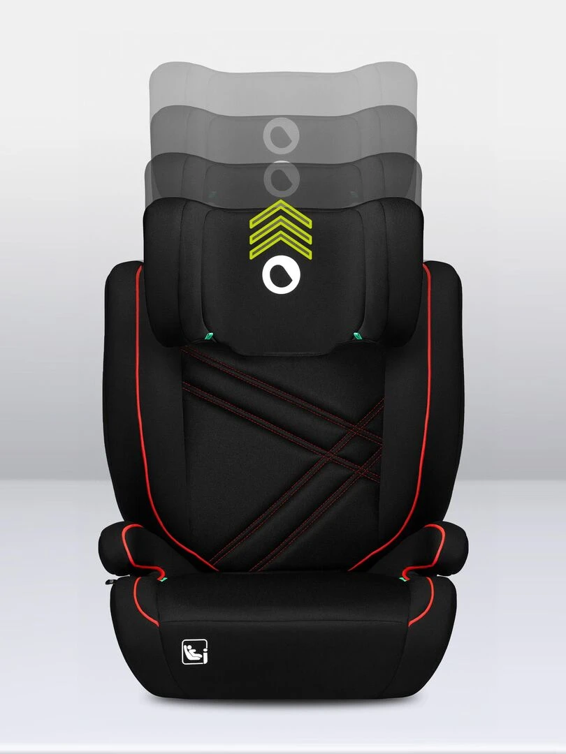 Siège auto évolutif LIONELO Hugo i Size   ISOFIX   Noir   Noir Rouge