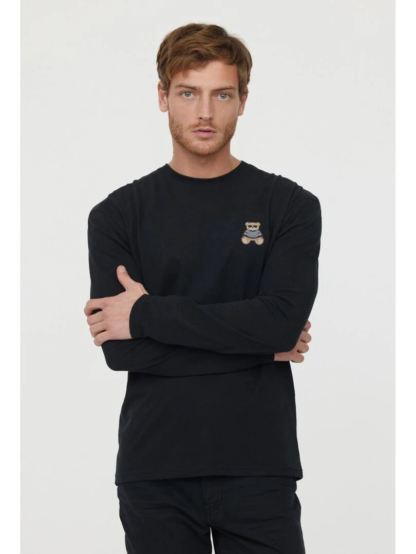 Lee Cooper T Shirt manches longues coton regular AMOURS Noir