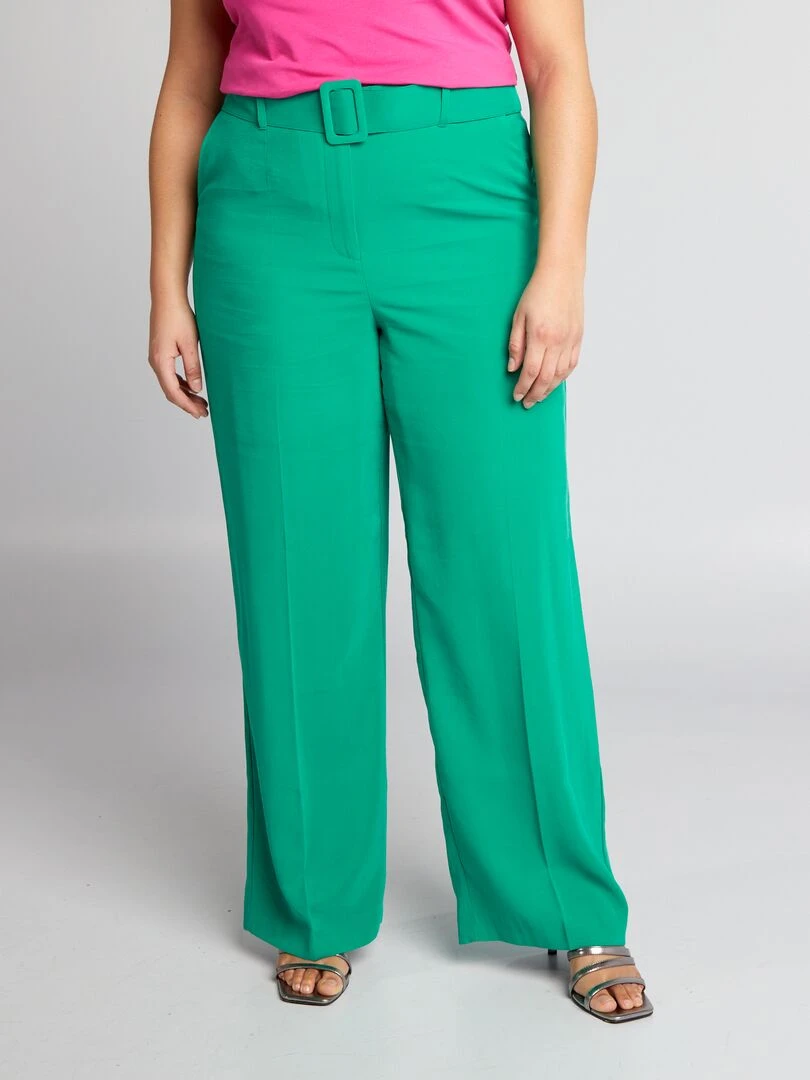 Pantalon tailleur large en twill Vert