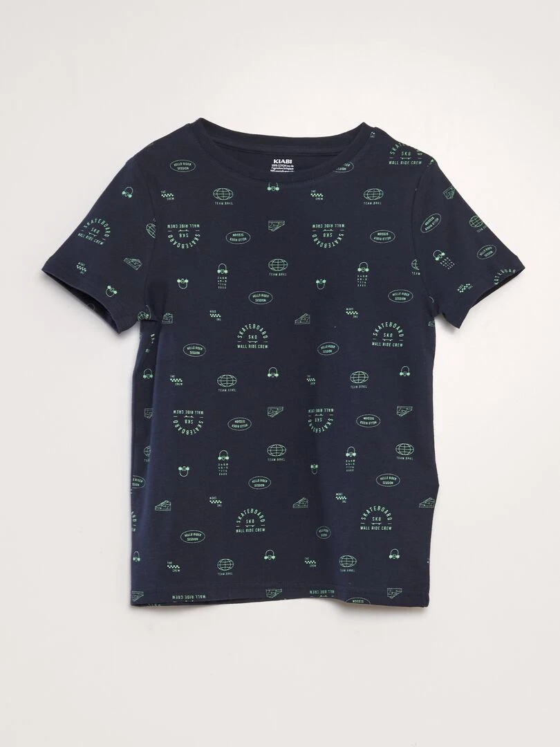 T shirt imprimé Bleu/vert