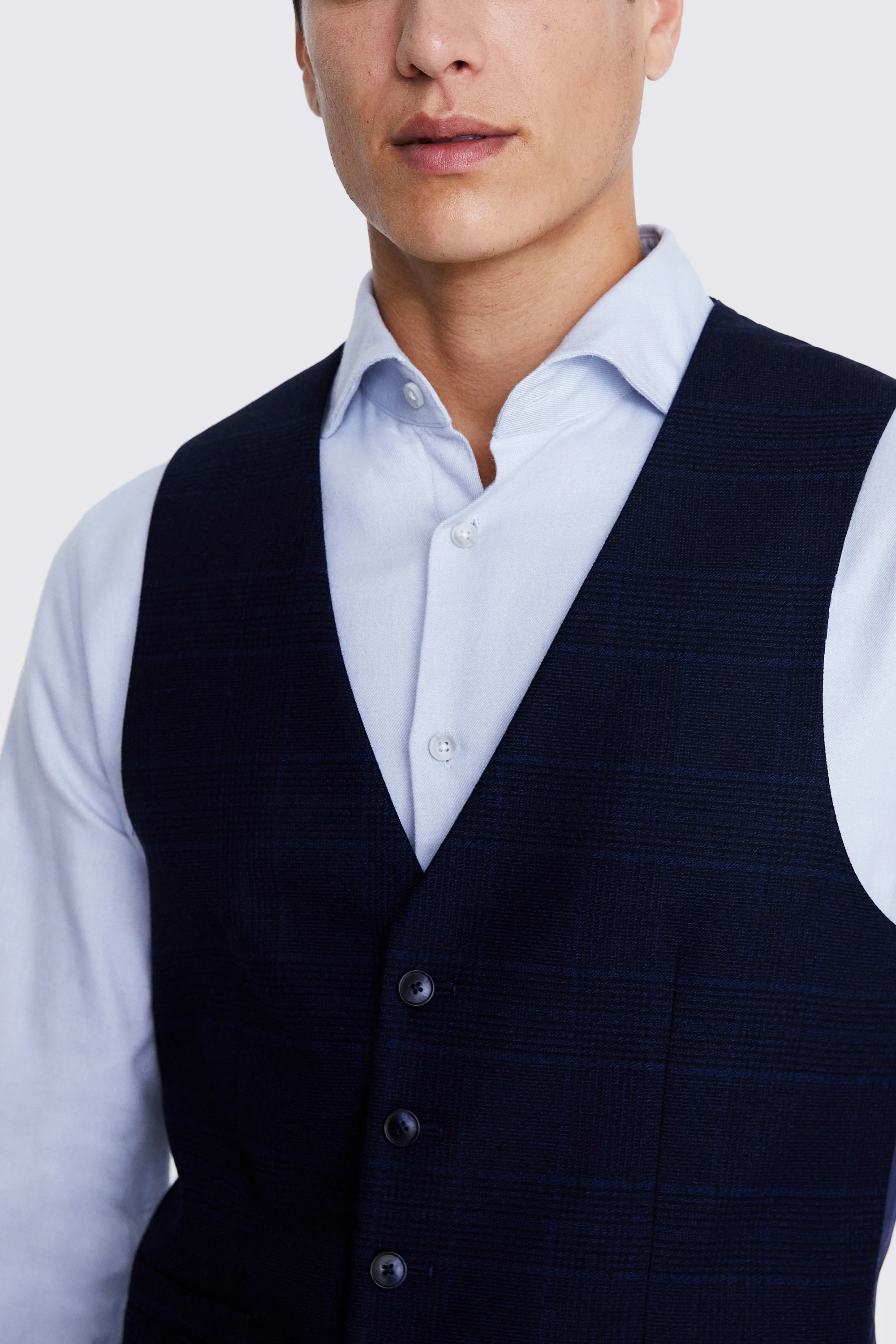 Slim Fit Ink Check Waistcoat    Buy Online at Moss