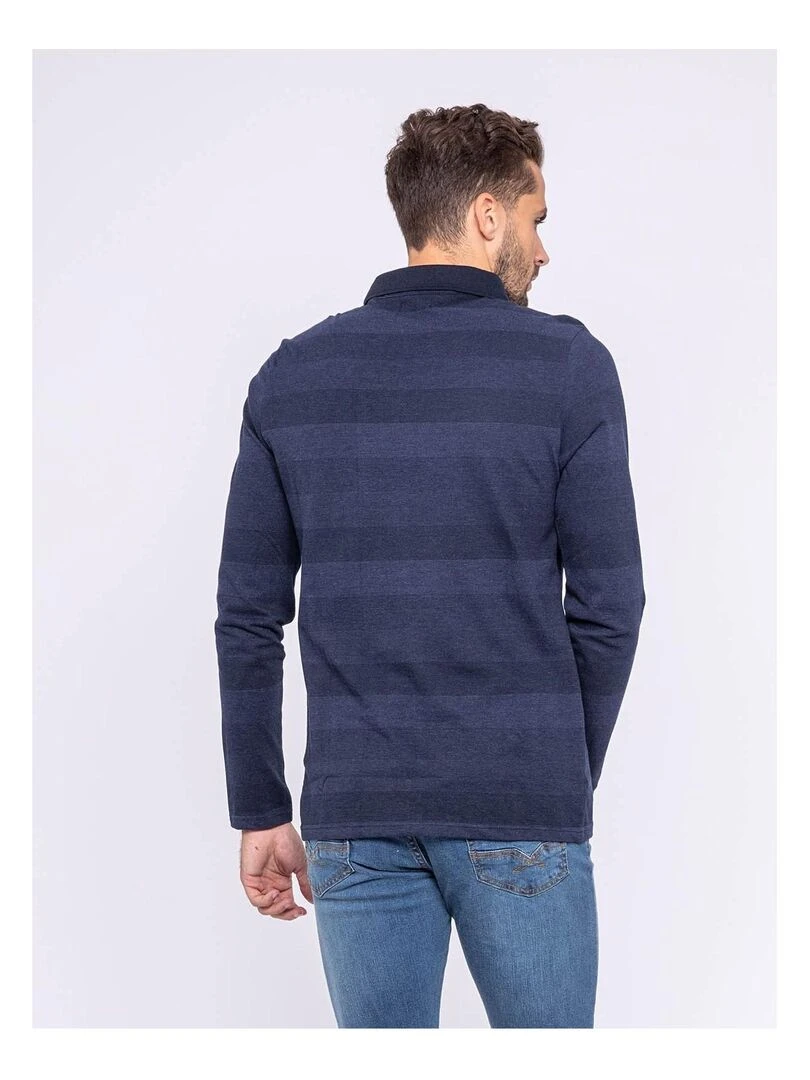 Polo manches longues pur coton PAPHOS Bleu marine
