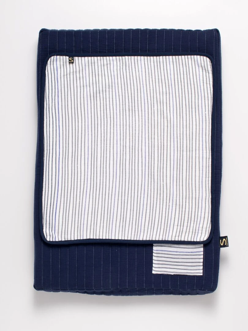 Matelas à langer en double gaze de coton et sa serviette   SAUTHON   Bleu
