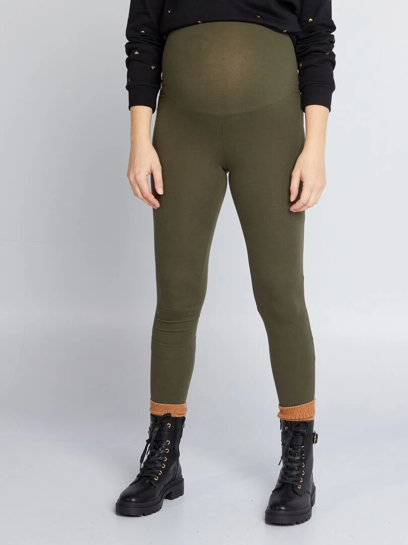 Legging grossesse long en jersey uni Kaki