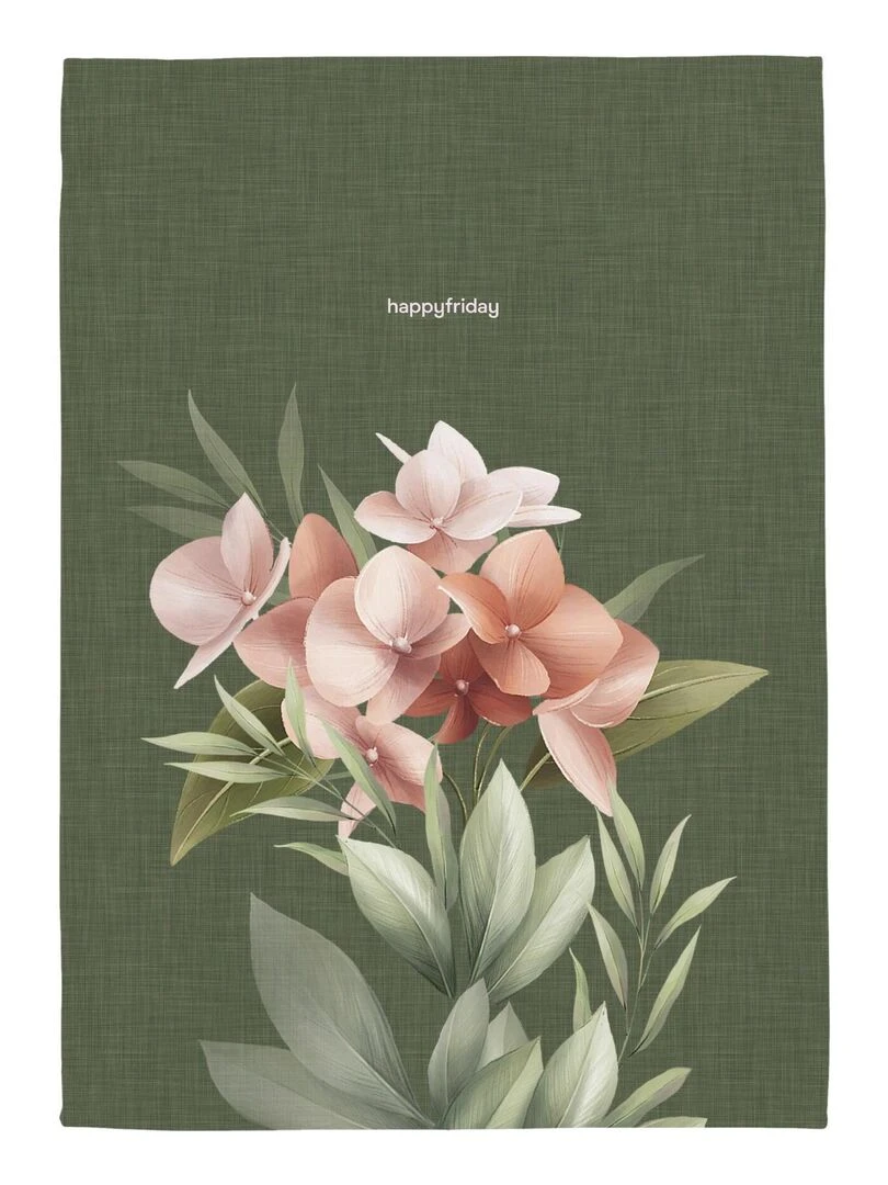 Torchon (2 pièces) Summer floral "Happyfriday" Blanc