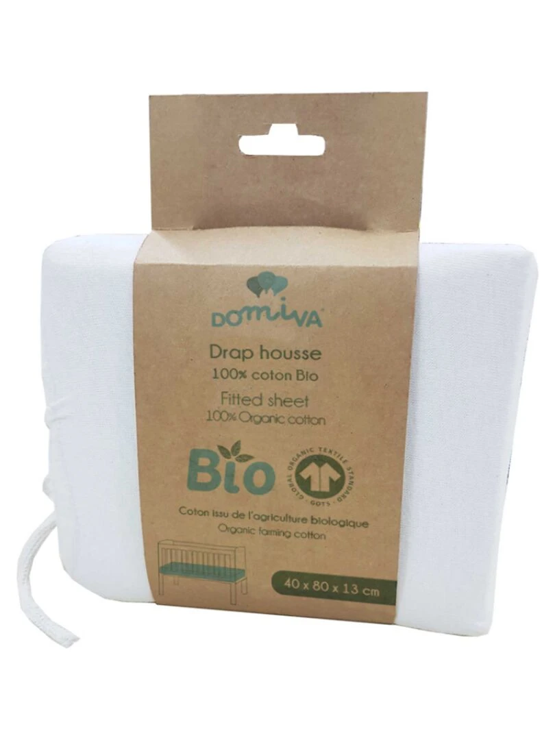 Drap housse bébé en coton bio blanc (60 x 120 cm) Blanc