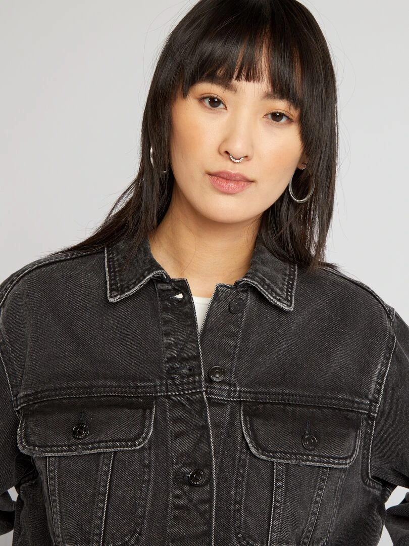 Veste courte en jean   Noir