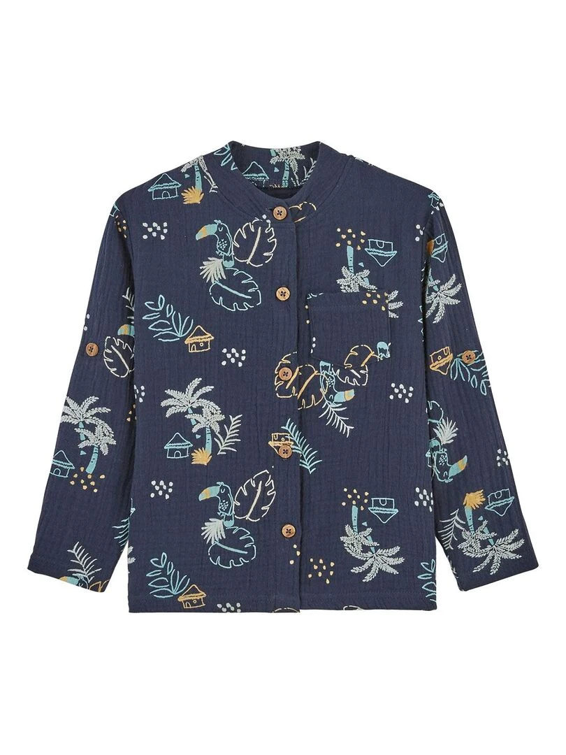 Chemise bébé en gaze de coton Athi Bleu