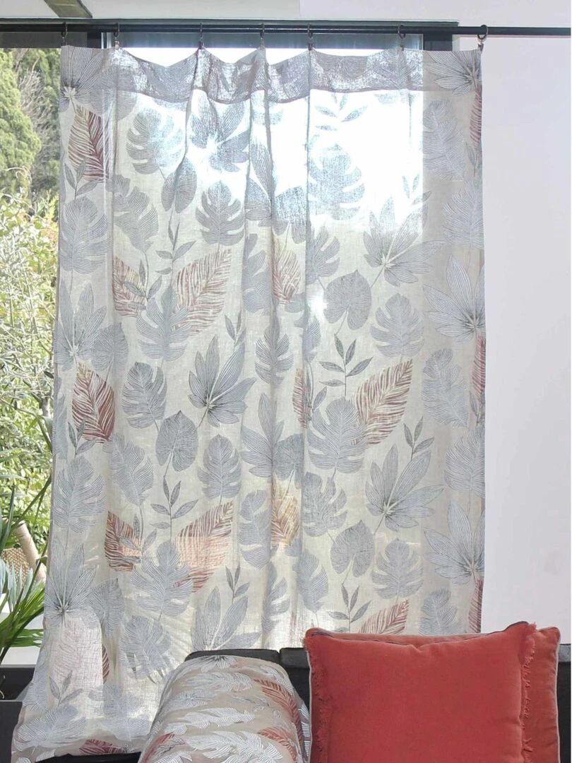 Voilage en lin à ourlet ou à œillets clip   gris anthracite