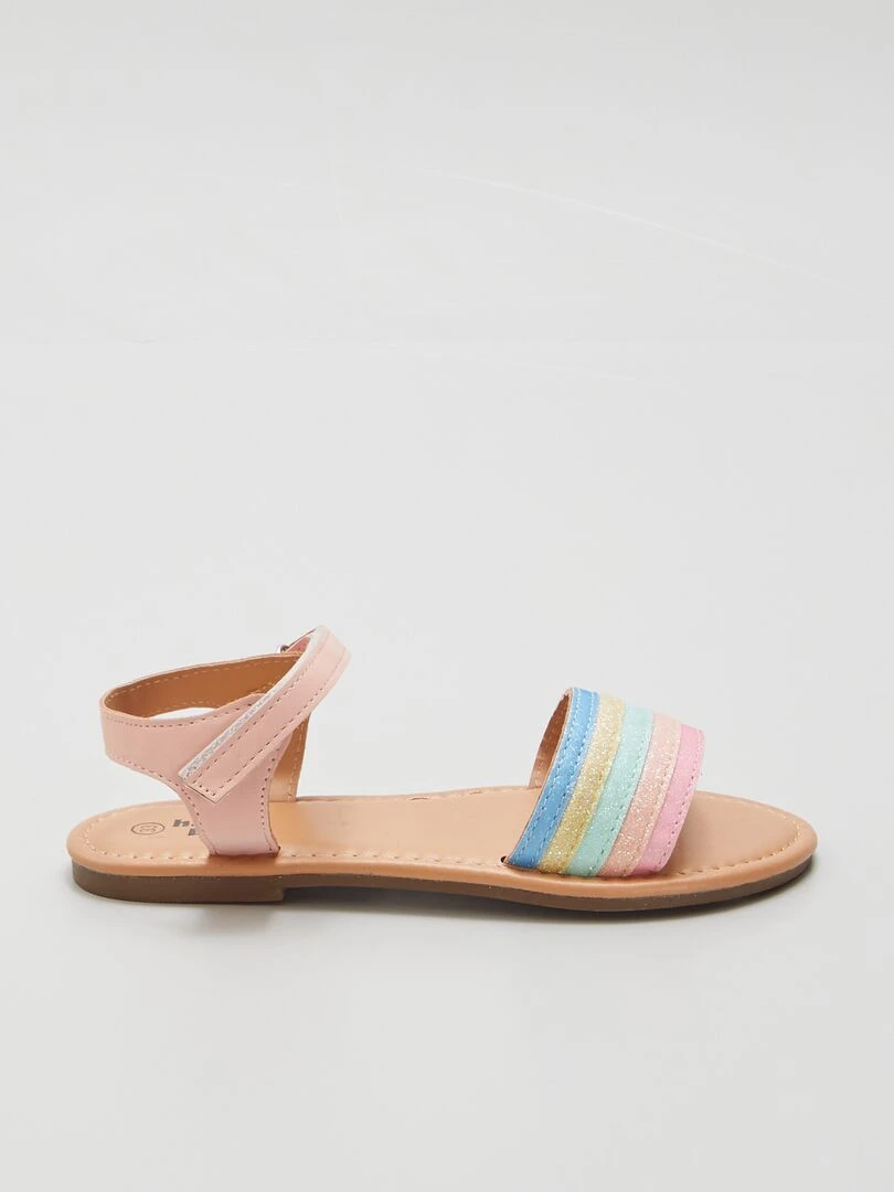 Sandales à bride arc en ciel Rose