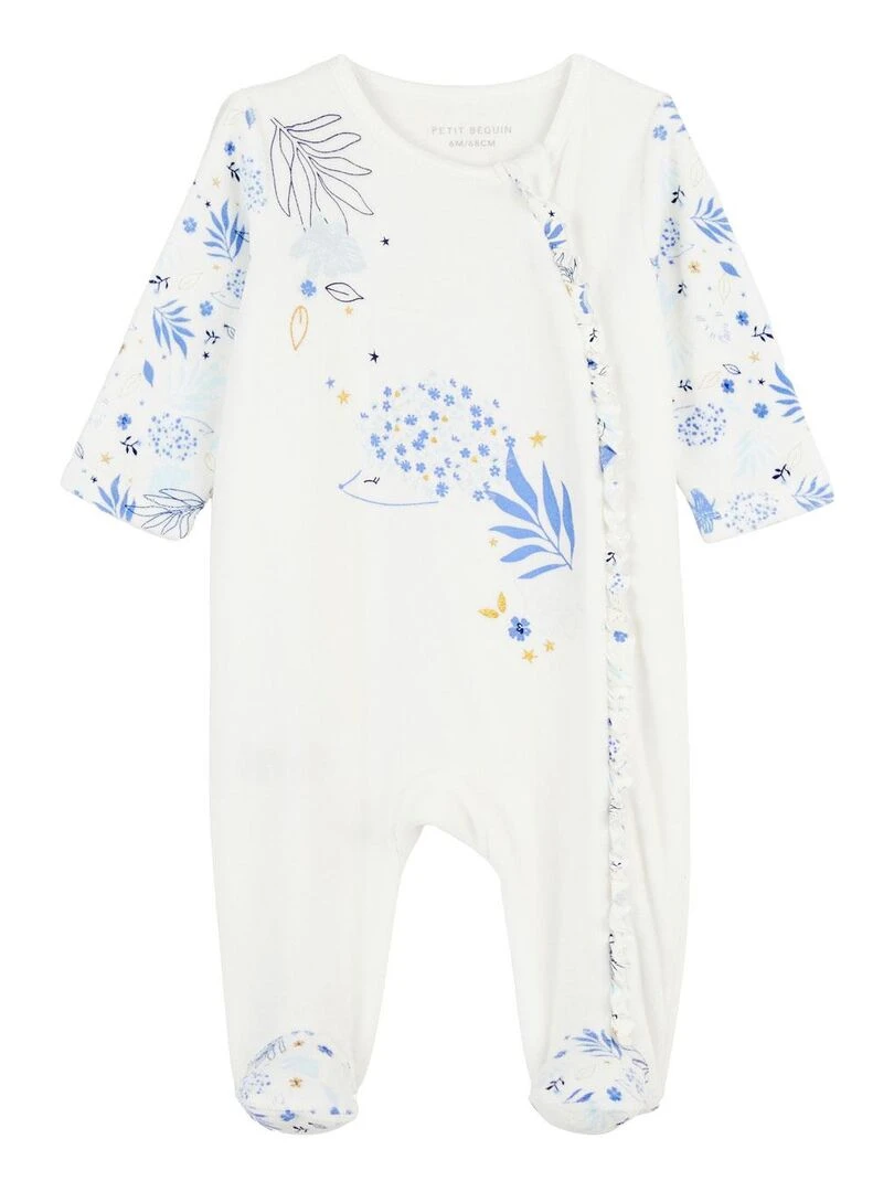 Pyjama bébé en velours ouverture zippée Luna Ecru