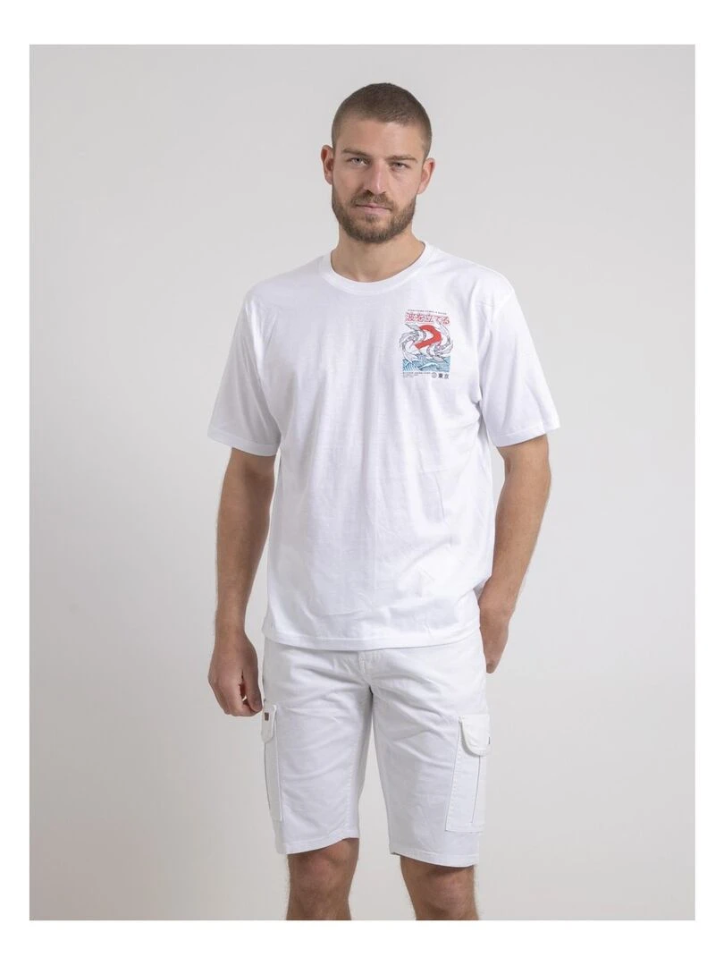 T shirt col rond oversize pur coton NIGORILLE Blanc