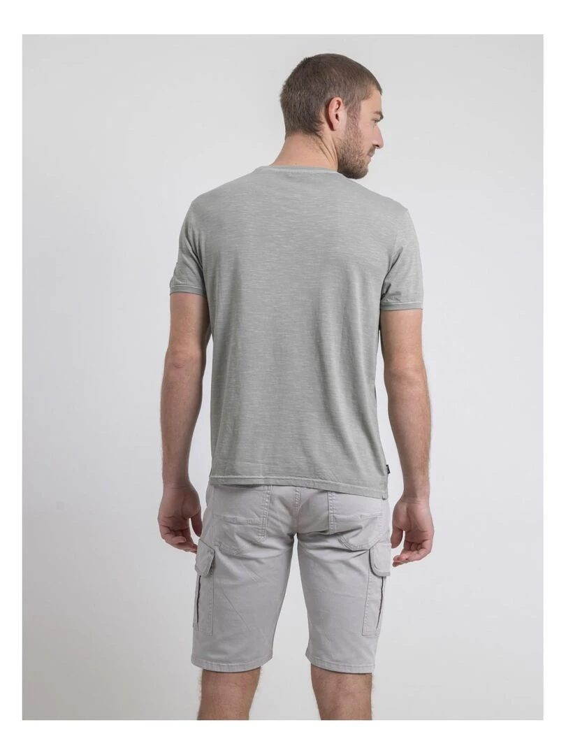 T shirt col rond pur coton NERIGOTE   Kaki