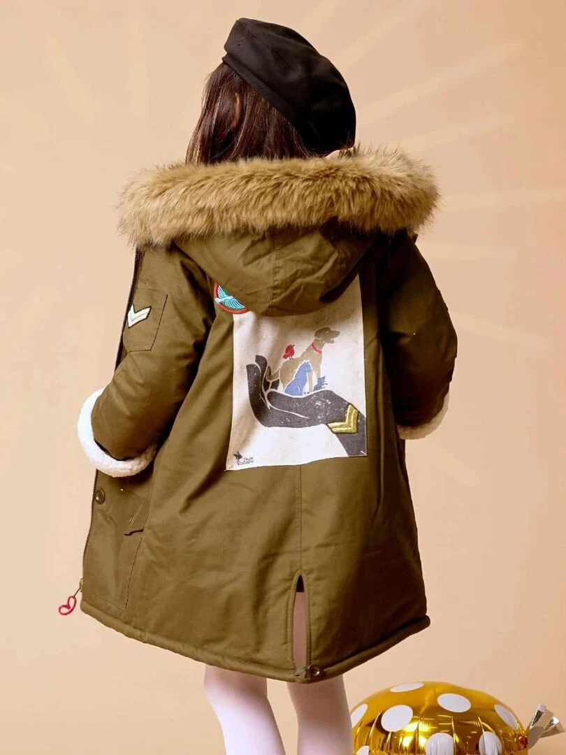 Parka Kaki Longue à Capuche Fille 2 16 Ans ROCK & LOVE 'LA FAUTE A VOLTAIRE' Kaki