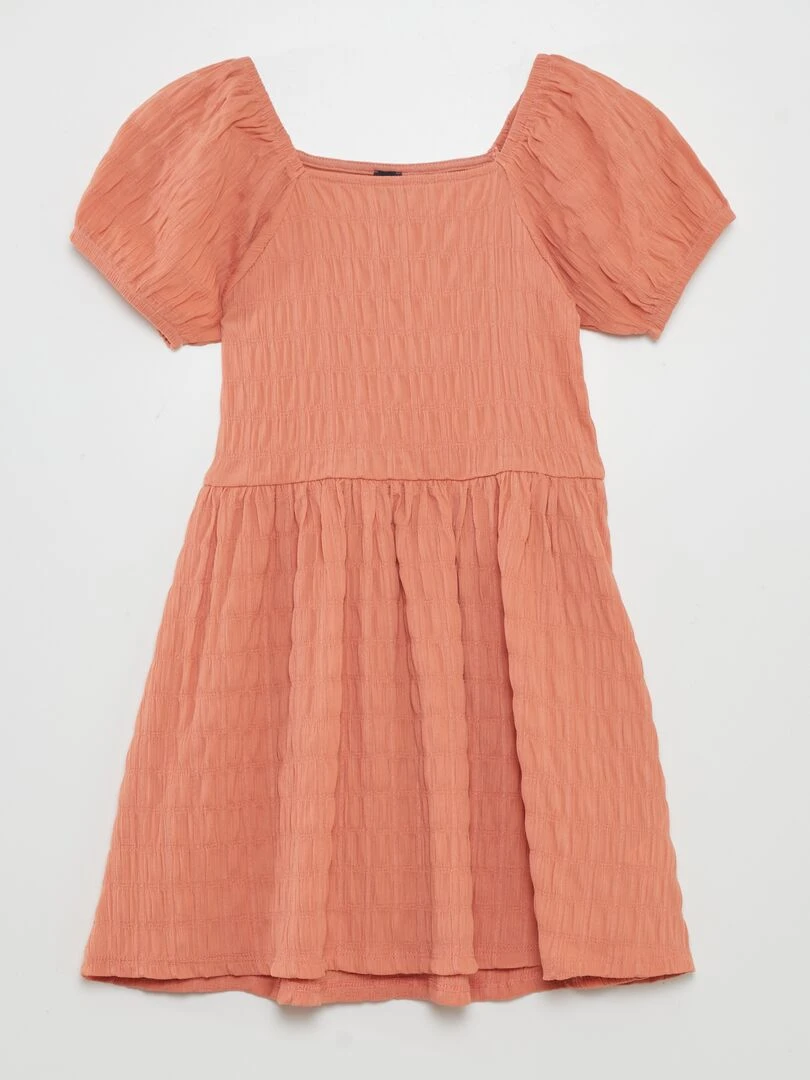Robe plissée à manches ballons Orange