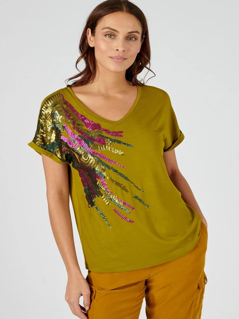 Tee shirt viscose stretch Lenzing(TM) EcoVero(TM) Damart Vert