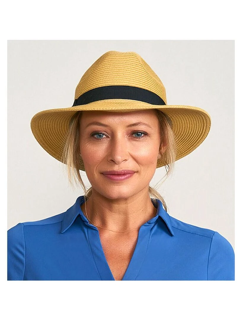 Chapeau Panama Shanghai Areia Preto Upf50+ / UV Line Beige