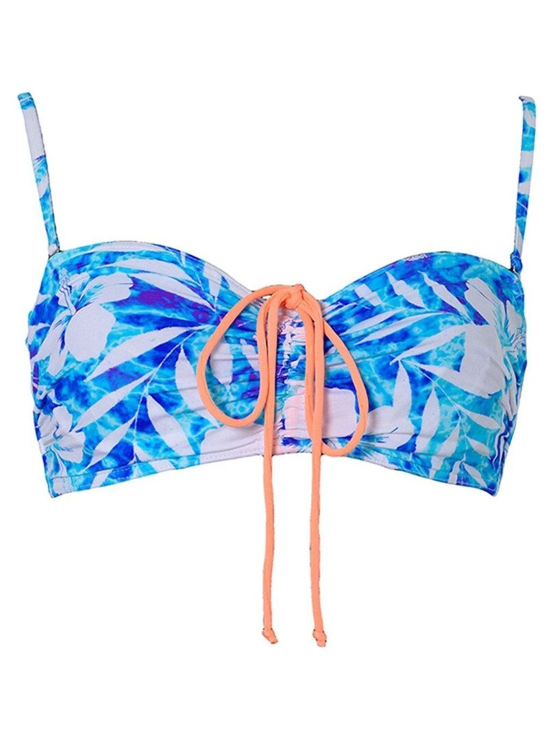 Haut de maillot bandeau à armatures Santorin   Bleu