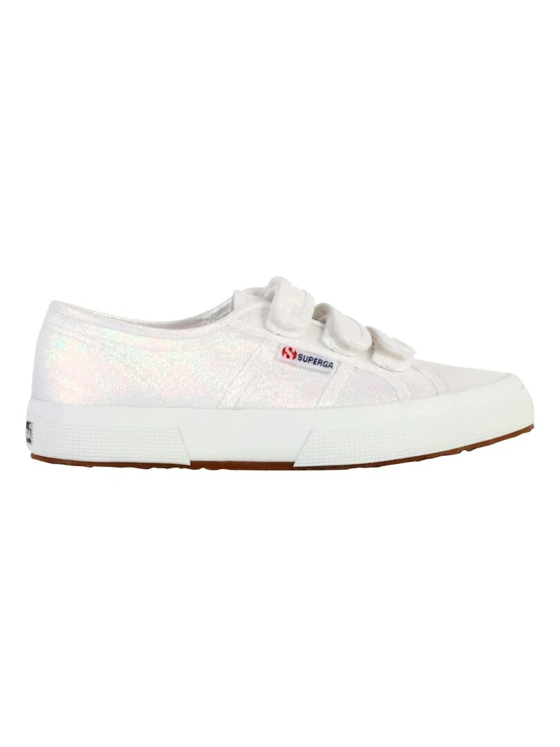 Basket Basse à Scratch Superga Straps Lame Blanc