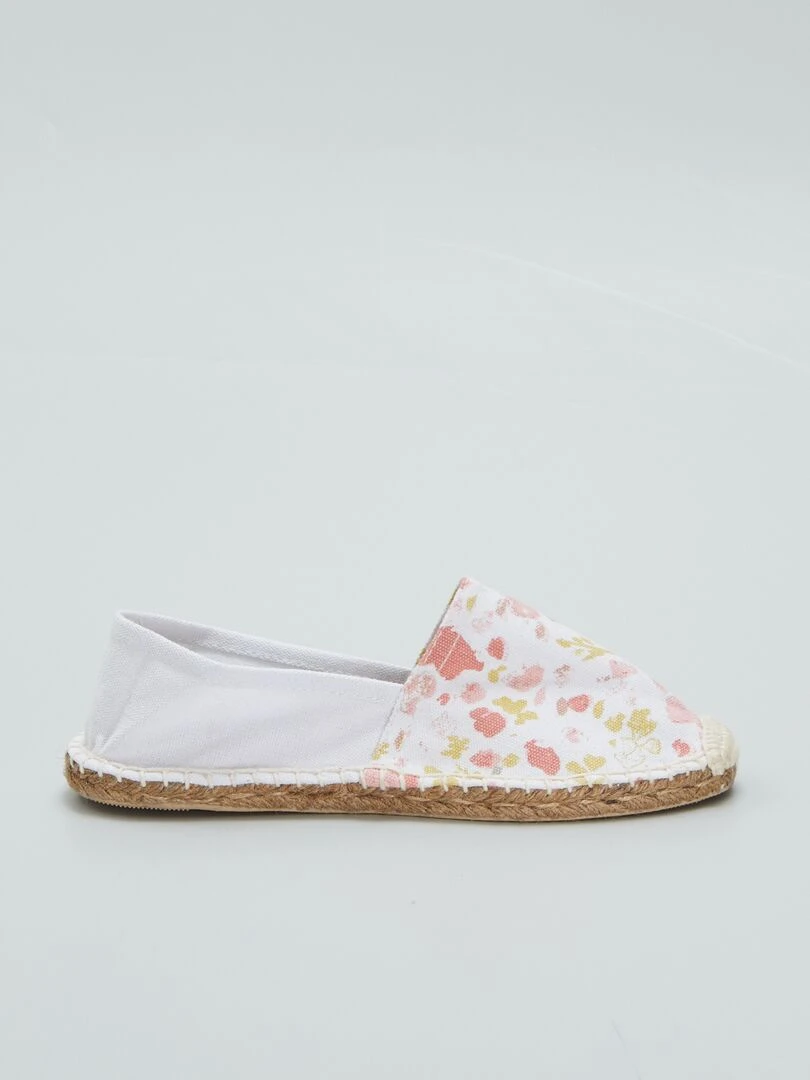 Espadrilles en corde imprimé fleuri Blanc/rose/jaune