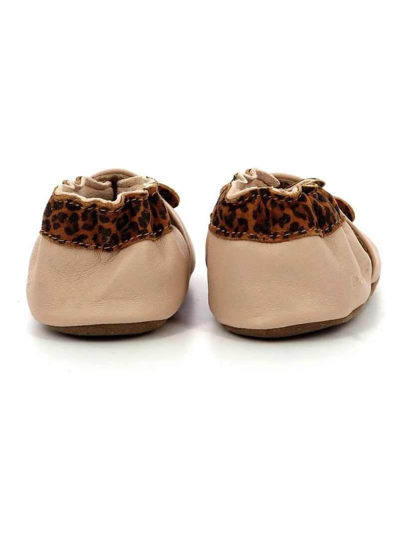 Chaussons Cuir Leo Mouse   Rose